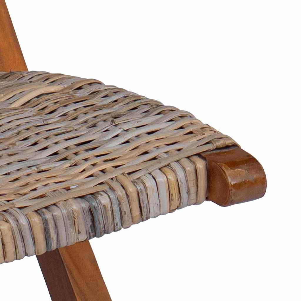 vidaXL Krzesło, naturalny rattan kubu i lite drewno mahoniowe