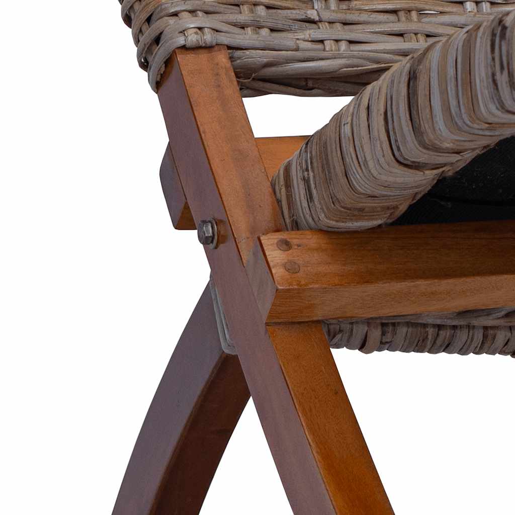 vidaXL Krzesło, naturalny rattan kubu i lite drewno mahoniowe