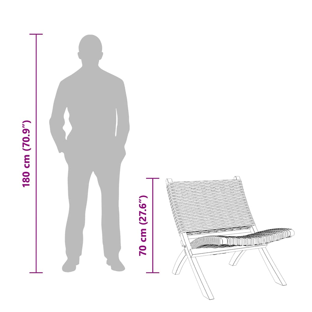 vidaXL Krzesło, naturalny rattan kubu i lite drewno mahoniowe