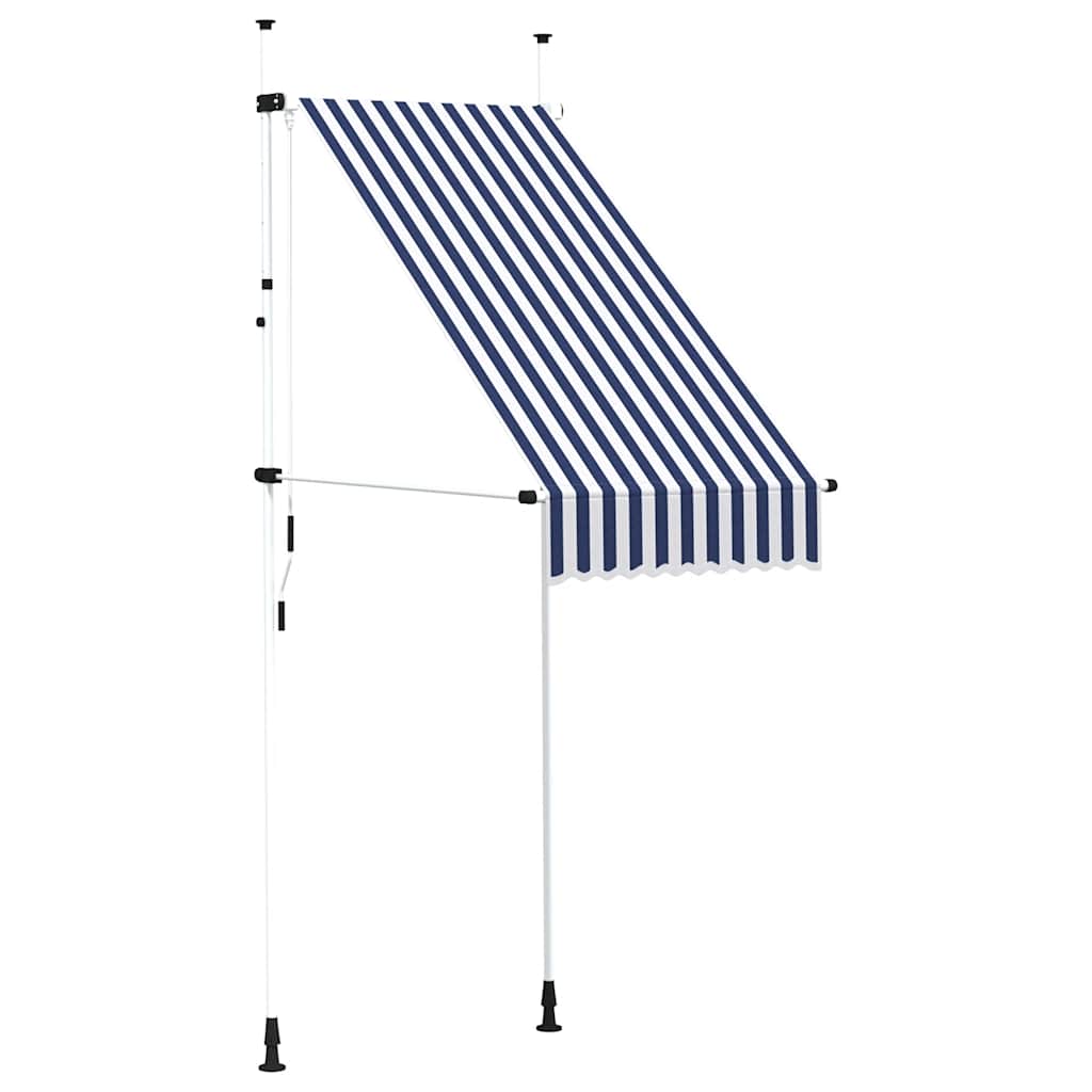vidaXL Markiza zwijana ręcznie, 100 cm, niebiesko-białe pasy