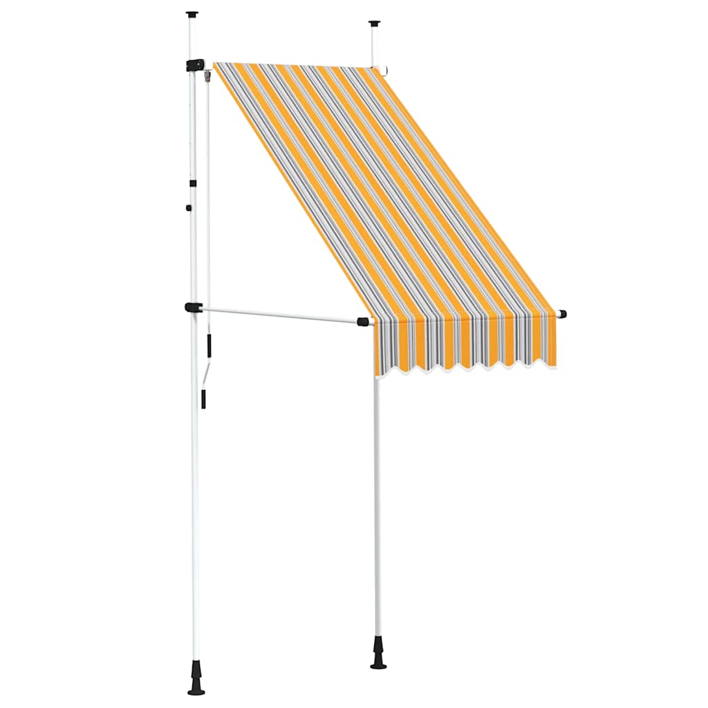 vidaXL Markiza zwijana ręcznie, 100 cm, żółto-niebieskie pasy