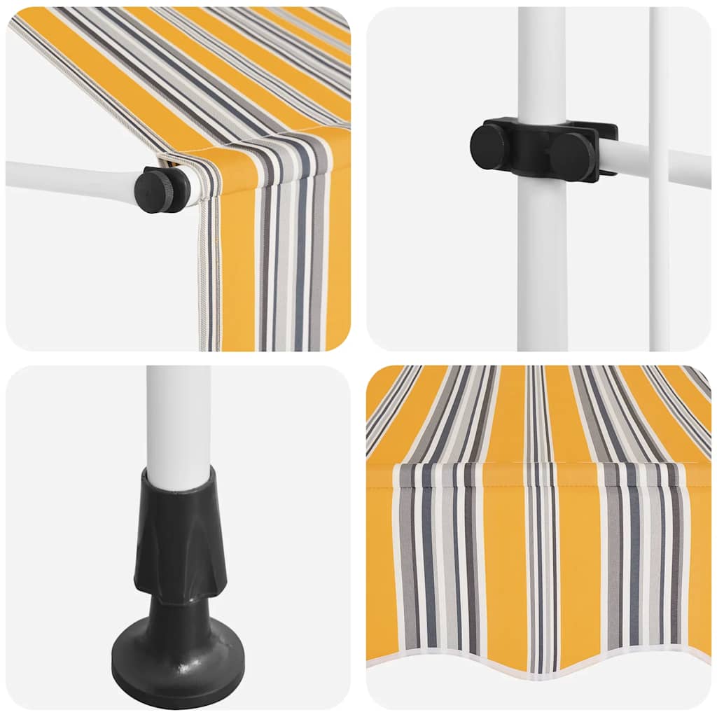vidaXL Markiza zwijana ręcznie, 100 cm, żółto-niebieskie pasy