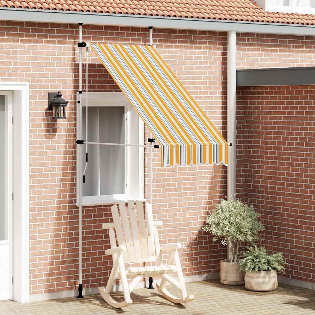 vidaXL Markiza zwijana ręcznie, 100 cm, żółto-niebieskie pasy