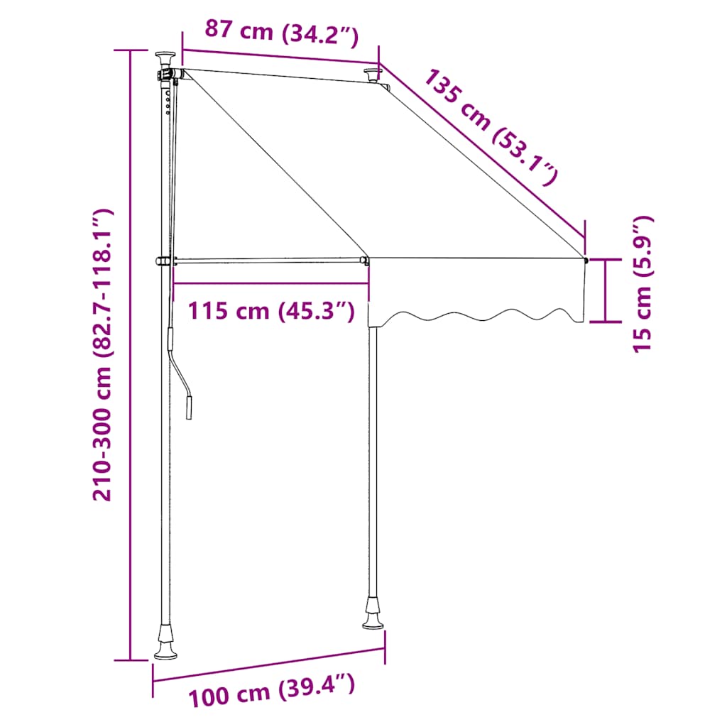 vidaXL Ręcznie zwijana markiza z LED, 100 cm, niebiesko-biała