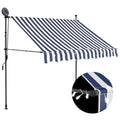 vidaXL Ręcznie zwijana markiza z LED, 150 cm, niebiesko-biała