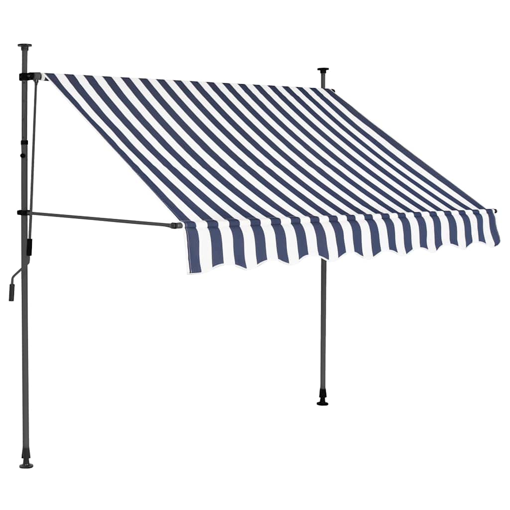 vidaXL Ręcznie zwijana markiza z LED, 150 cm, niebiesko-biała