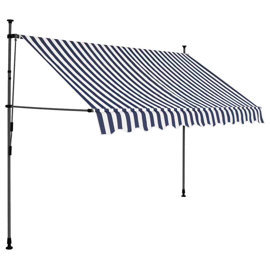 vidaXL Ręcznie zwijana markiza z LED, 250 cm, niebiesko-biała