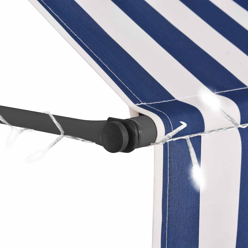 vidaXL Ręcznie zwijana markiza z LED, 350 cm, niebiesko-biała