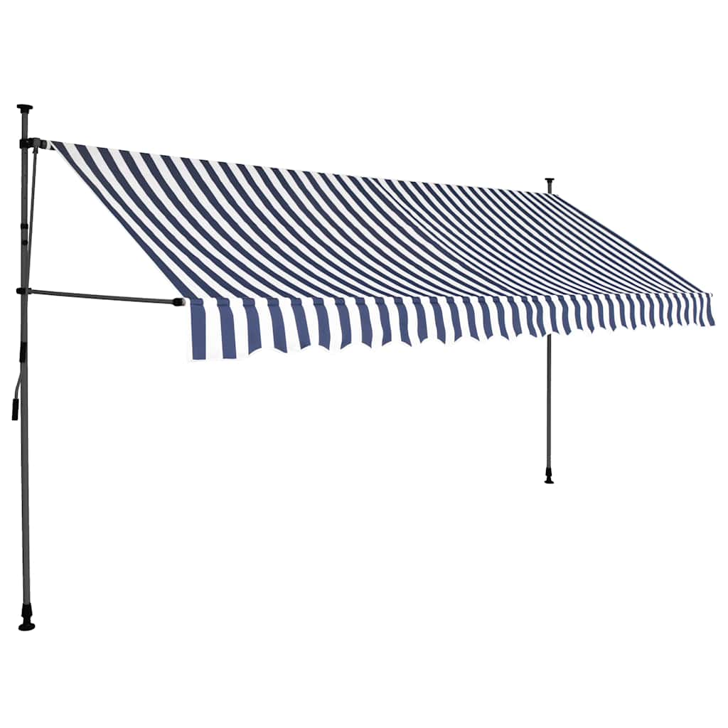 vidaXL Ręcznie zwijana markiza z LED, 400 cm, niebiesko-biała