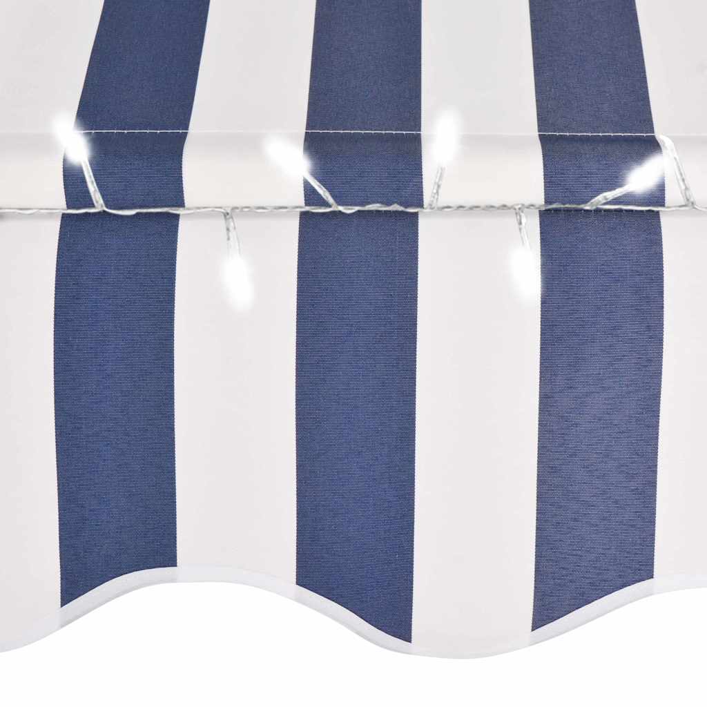 vidaXL Ręcznie zwijana markiza z LED, 400 cm, niebiesko-biała