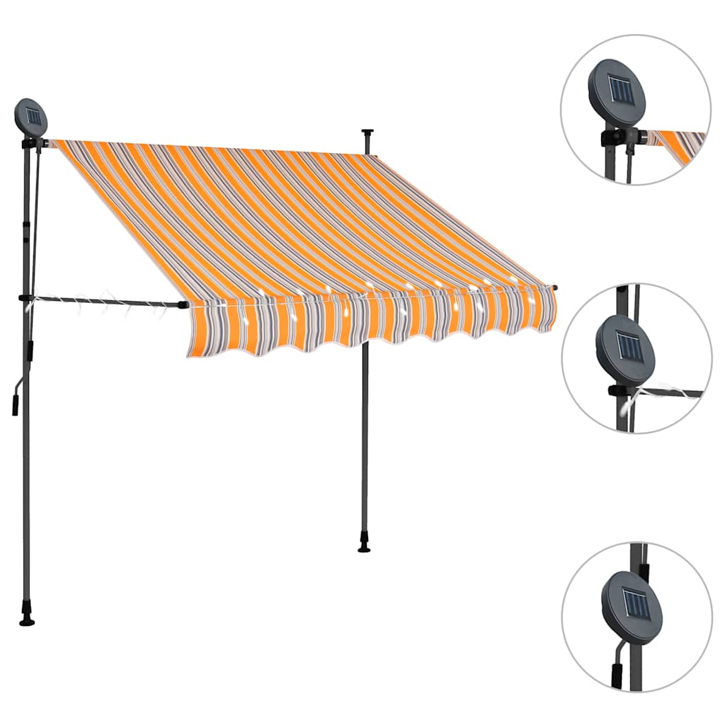 vidaXL Ręcznie zwijana markiza z LED, 100 cm, żółto-niebieska