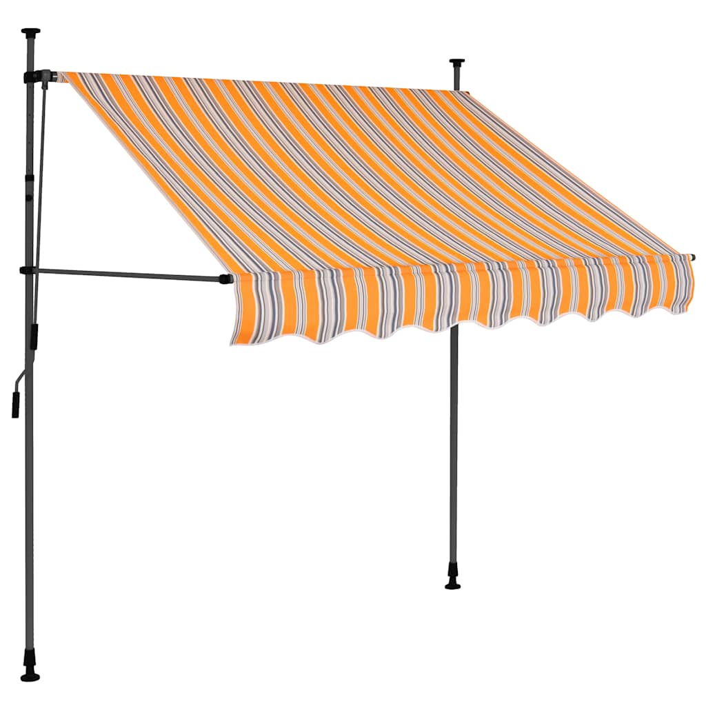 vidaXL Ręcznie zwijana markiza z LED, 150 cm, żółto-niebieska