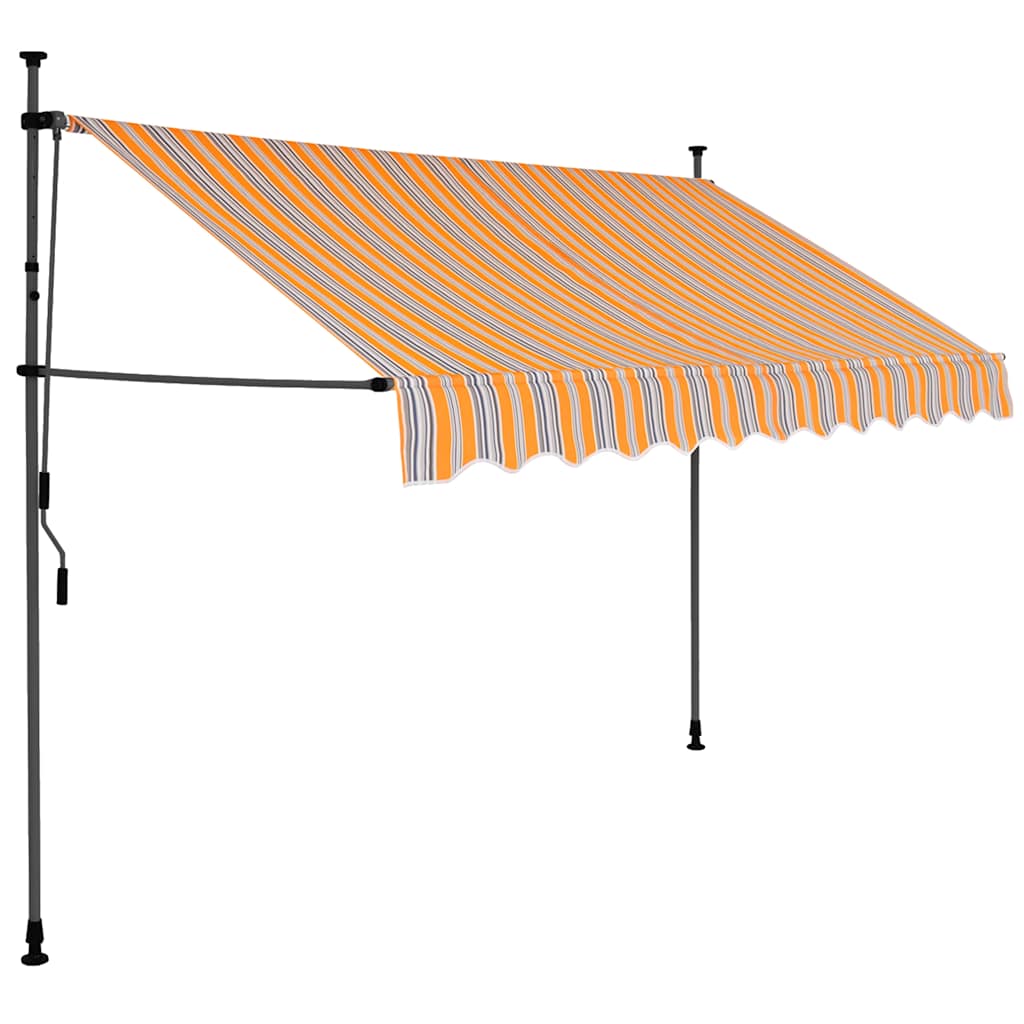 vidaXL Ręcznie zwijana markiza z LED, 250 cm, żółto-niebieska