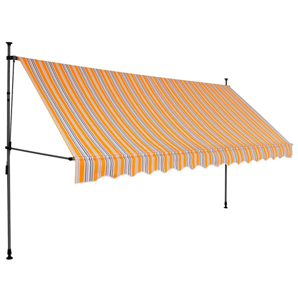 vidaXL Ręcznie zwijana markiza z LED, 350 cm, żółto-niebieska