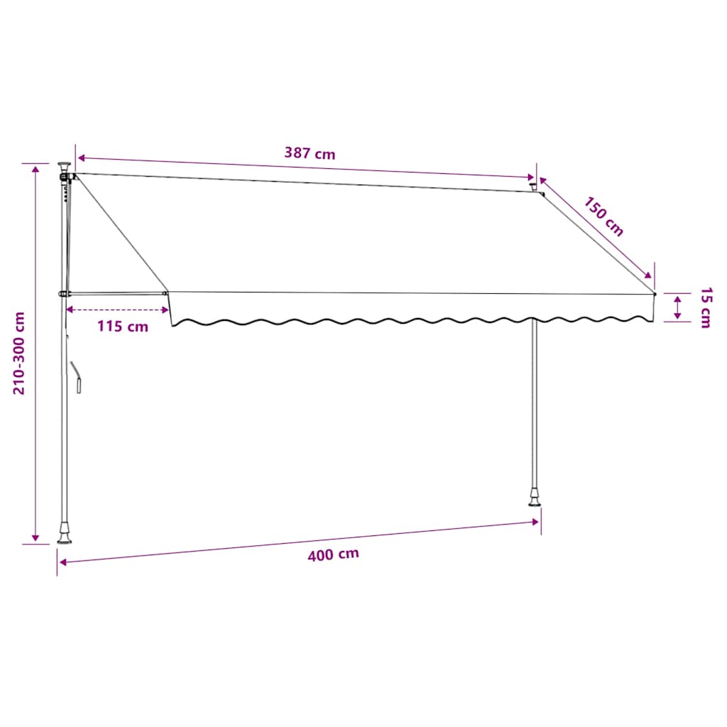 vidaXL Ręcznie zwijana markiza z LED, 400 cm, żółto-niebieska