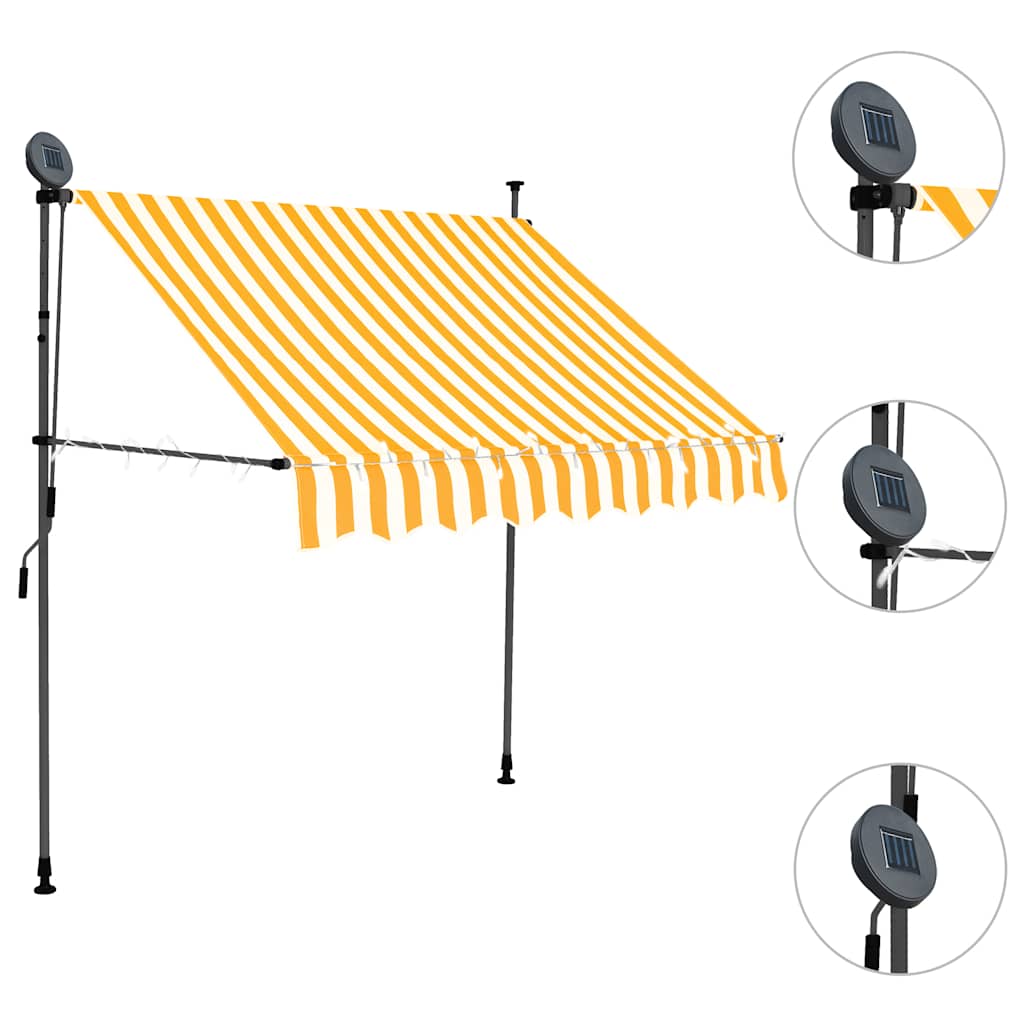 vidaXL Ręcznie zwijana markiza z LED, 100 cm, biało-pomarańczowa