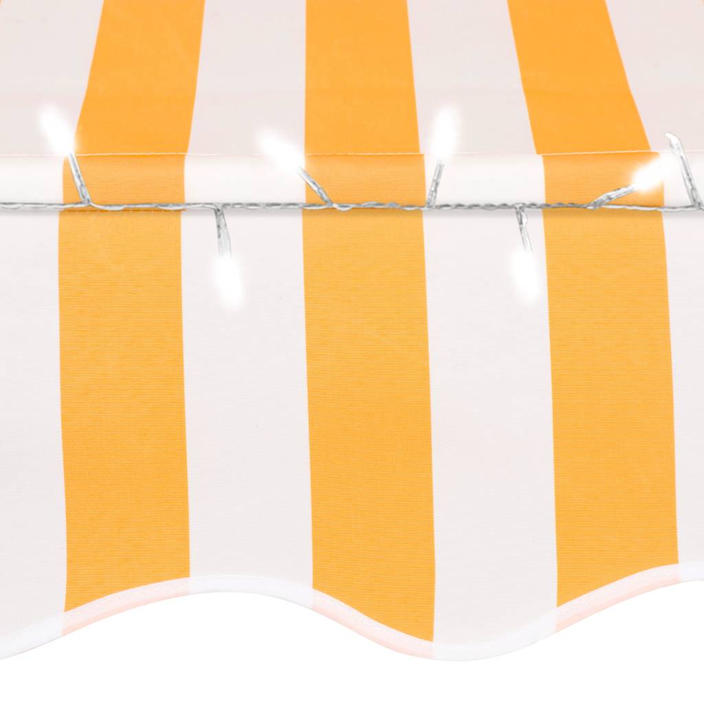 vidaXL Ręcznie zwijana markiza z LED, 300 cm, biało-pomarańczowa