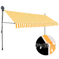 vidaXL Ręcznie zwijana markiza z LED, 350 cm, biało-pomarańczowa
