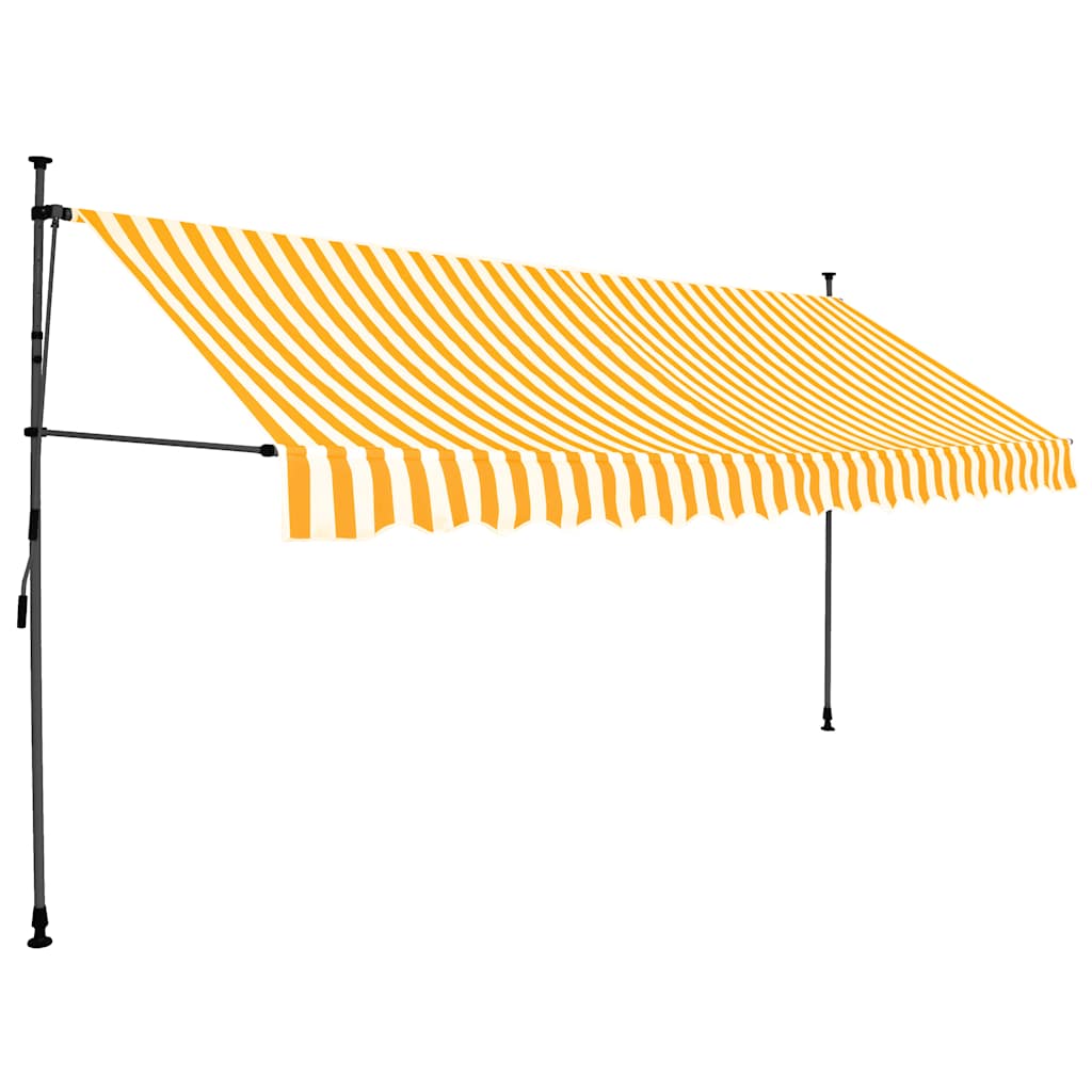 vidaXL Ręcznie zwijana markiza z LED, 400 cm, biało-pomarańczowa