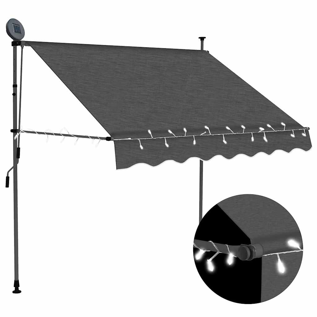 vidaXL Ręcznie zwijana markiza z LED, 150 cm, antracytowa