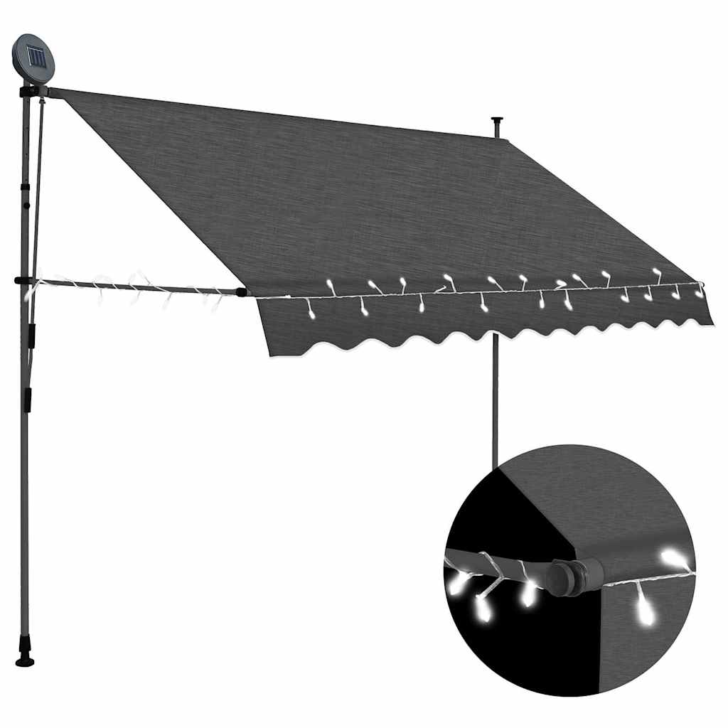 vidaXL Ręcznie zwijana markiza z LED, 250 cm, antracytowa