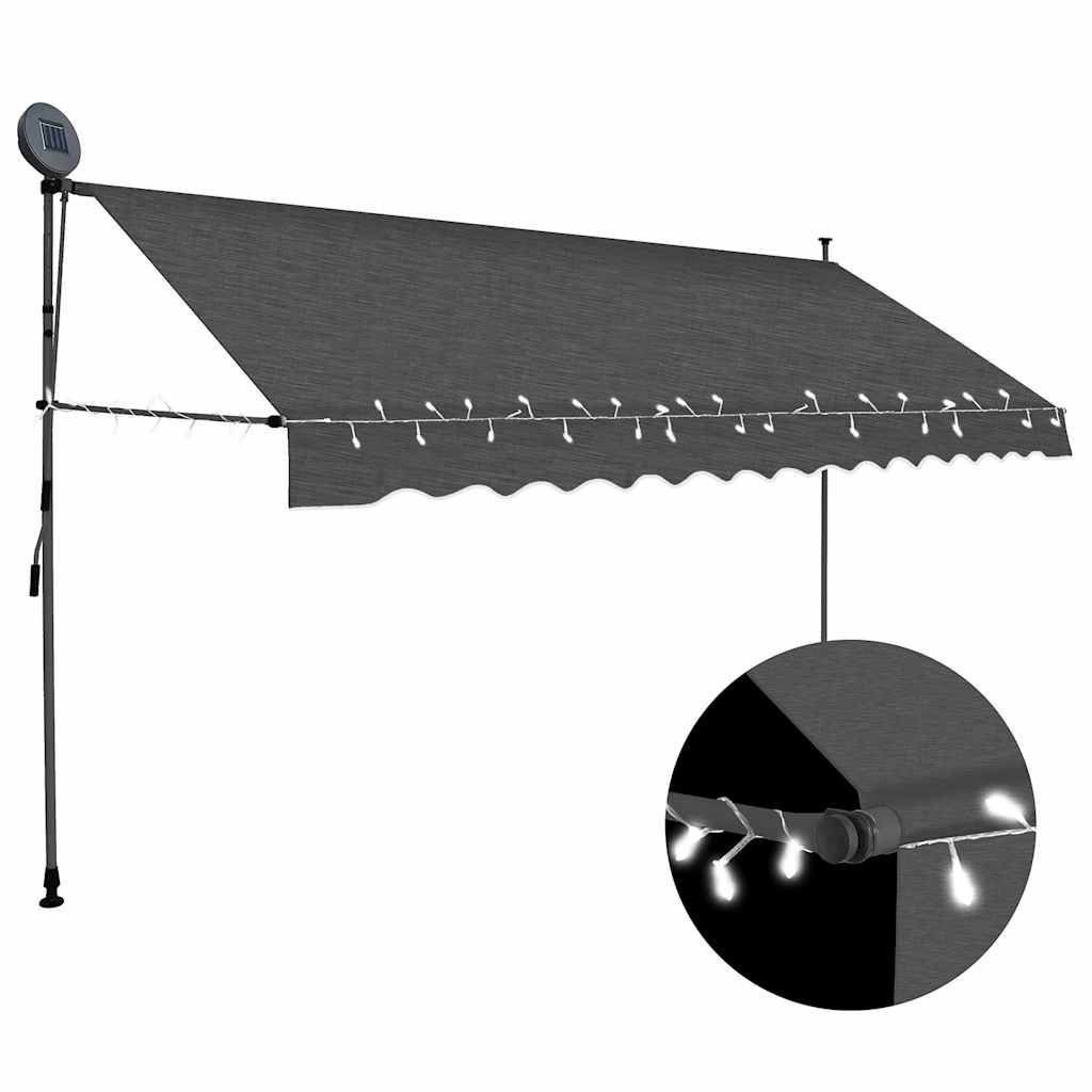 vidaXL Ręcznie zwijana markiza z LED, 350 cm, antracytowa