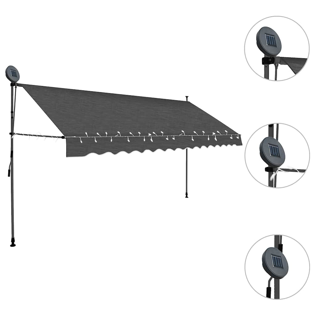 vidaXL Ręcznie zwijana markiza z LED, 400 cm, antracytowa