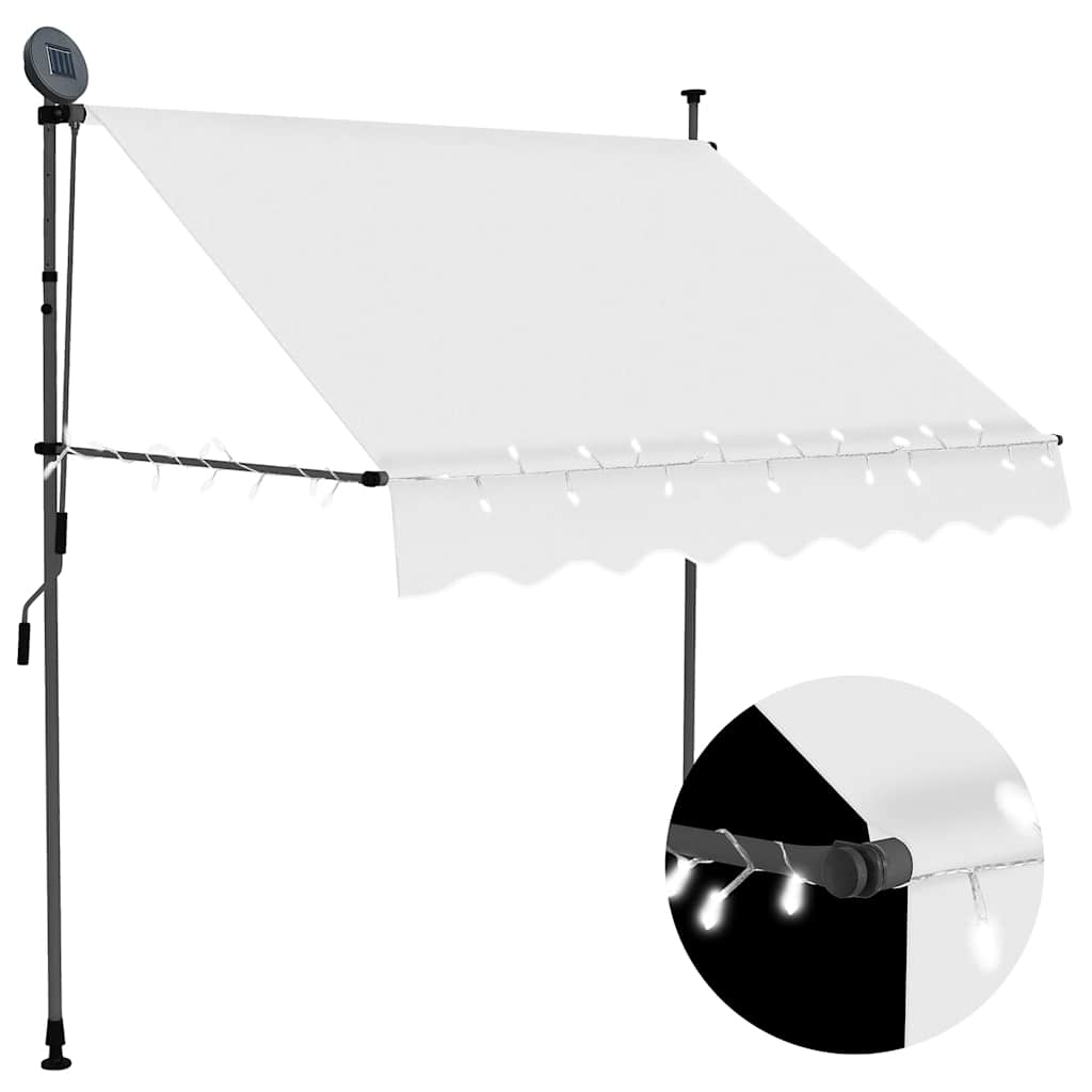 vidaXL Ręcznie zwijana markiza z LED, 100 cm, kremowa