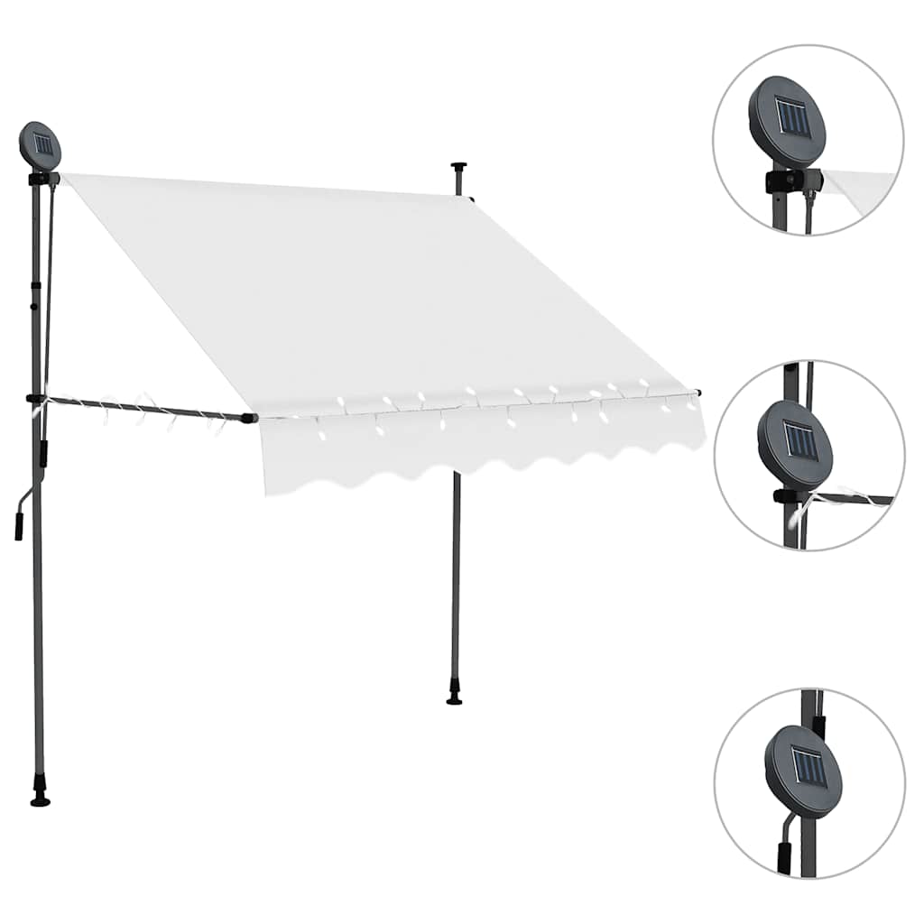 vidaXL Ręcznie zwijana markiza z LED, 100 cm, kremowa
