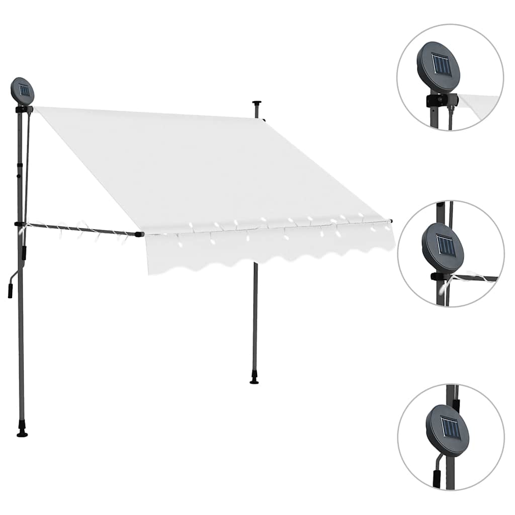 vidaXL Ręcznie zwijana markiza z LED, 150 cm, kremowa