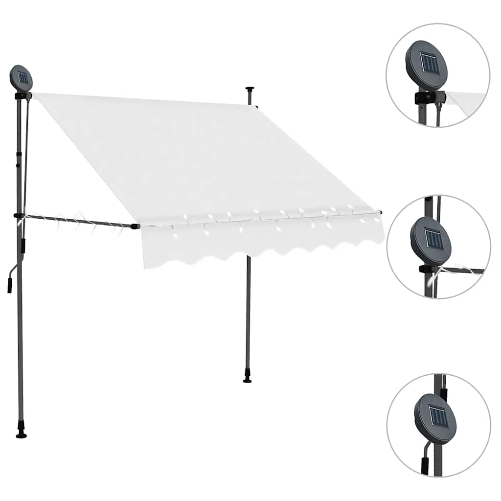 vidaXL Ręcznie zwijana markiza z LED, 200 cm, kremowa