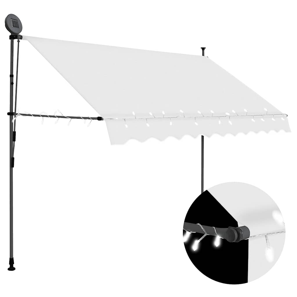 vidaXL Ręcznie zwijana markiza z LED, 250 cm, kremowa