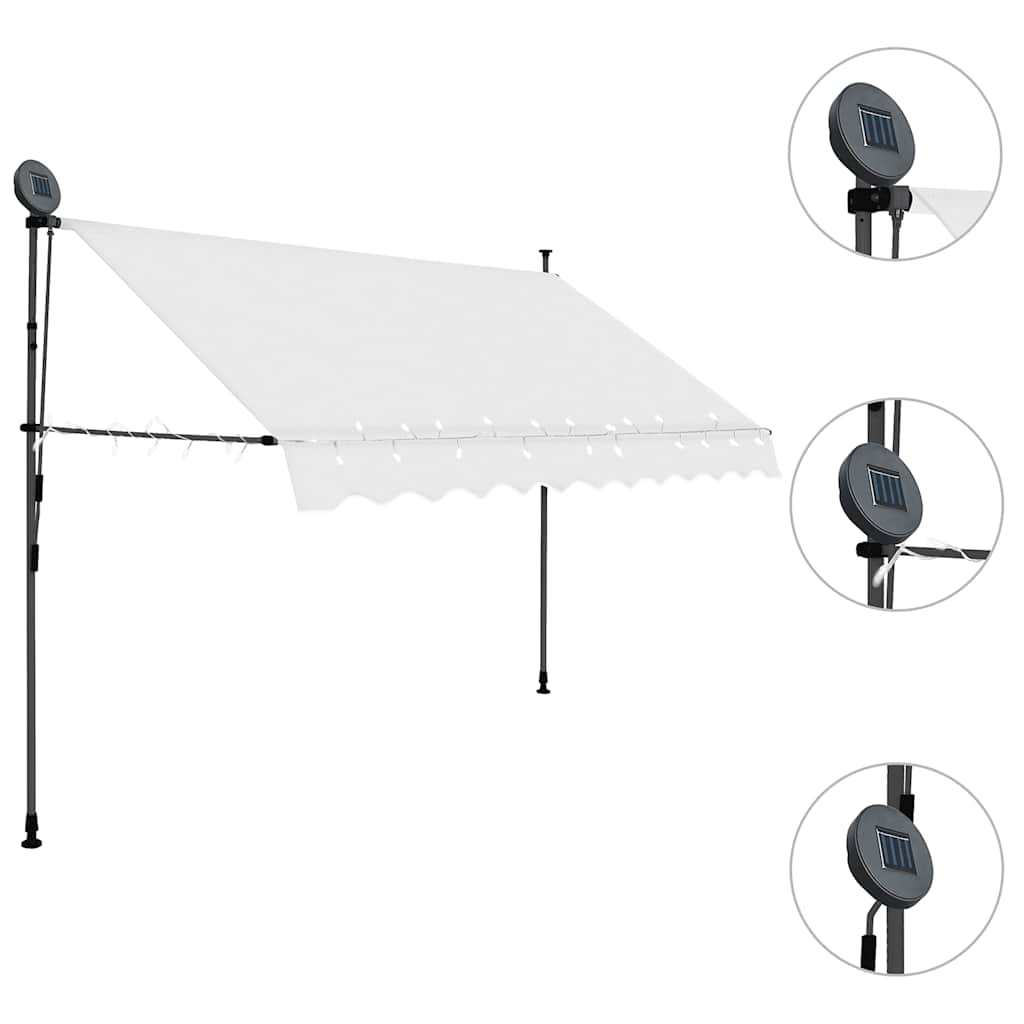 vidaXL Ręcznie zwijana markiza z LED, 250 cm, kremowa