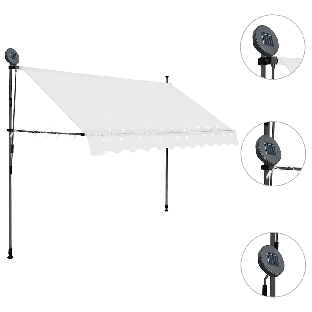 vidaXL Ręcznie zwijana markiza z LED, 300 cm, kremowa