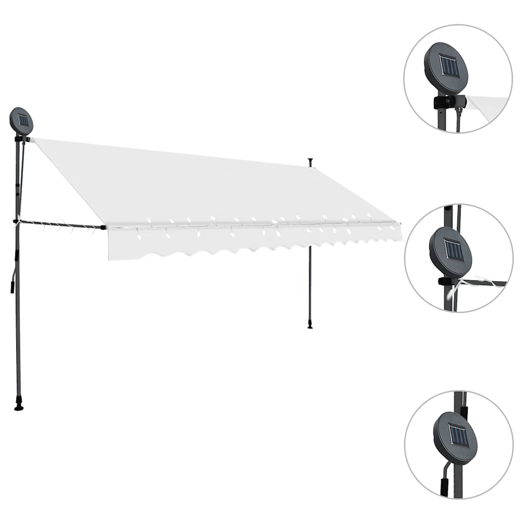 vidaXL Ręcznie zwijana markiza z LED, 350 cm, kremowa