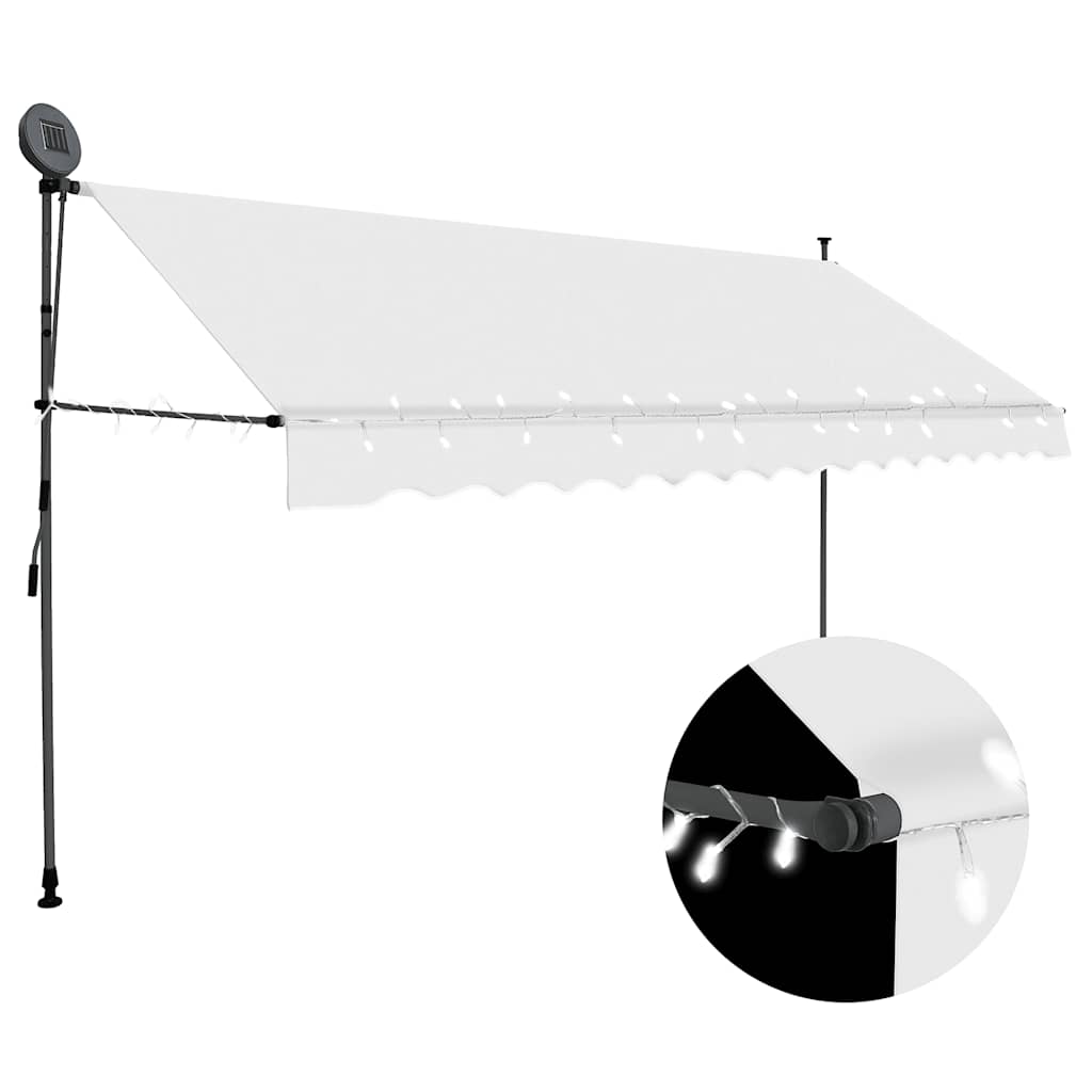 vidaXL Ręcznie zwijana markiza z LED, 400 cm, kremowa