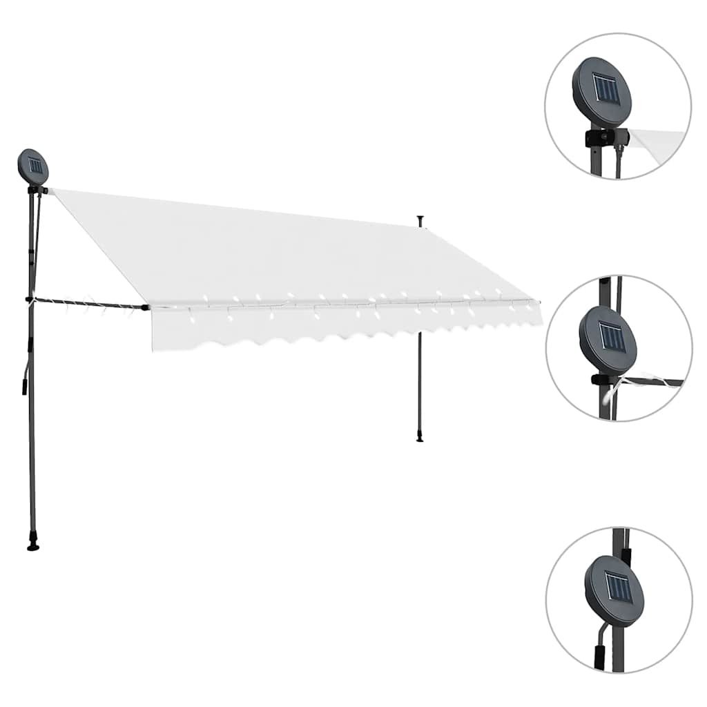 vidaXL Ręcznie zwijana markiza z LED, 400 cm, kremowa
