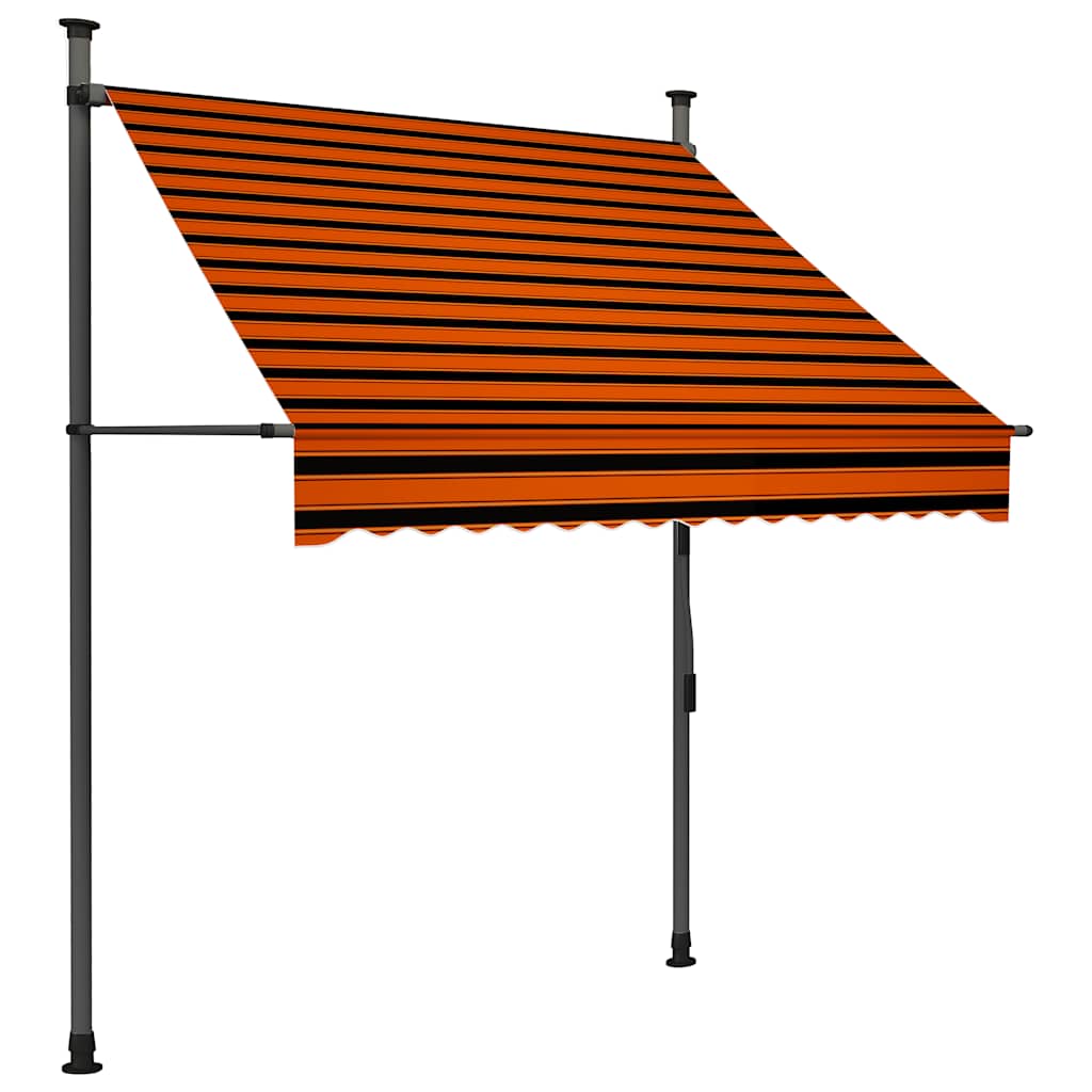 vidaXL Ręcznie zwijana markiza z LED, 150 cm, pomarańczowo-brązowa