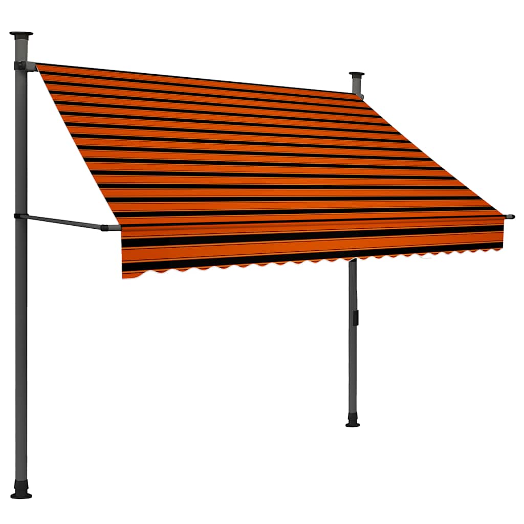 vidaXL Ręcznie zwijana markiza z LED, 200 cm, pomarańczowo-brązowa