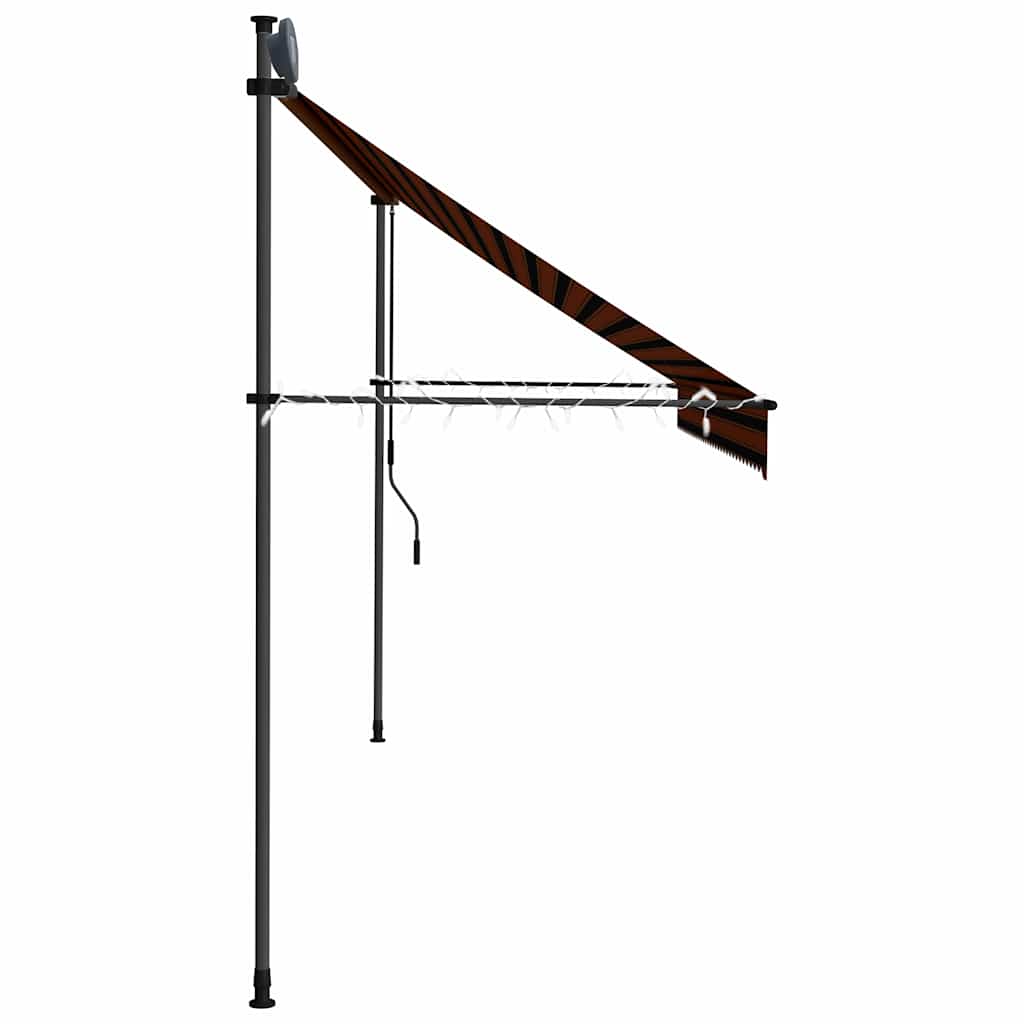 vidaXL Ręcznie zwijana markiza z LED, 350 cm, pomarańczowo-brązowa