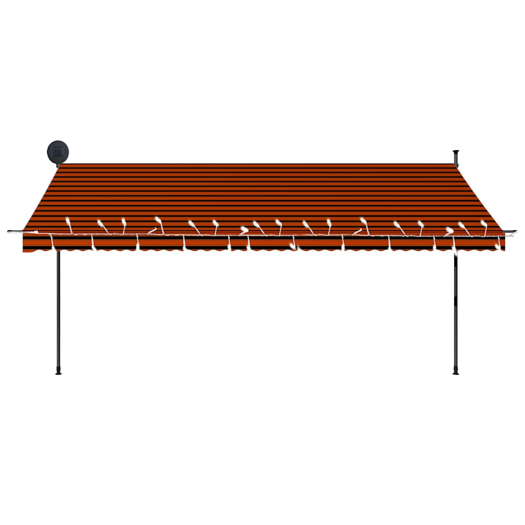 vidaXL Ręcznie zwijana markiza z LED, 400 cm, pomarańczowo-brązowa