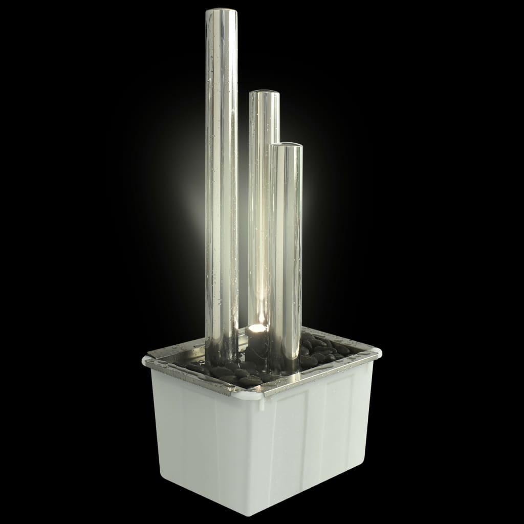 vidaXL Fontanna ogrodowa, srebrna, 48x34x88 cm, stal nierdzewna