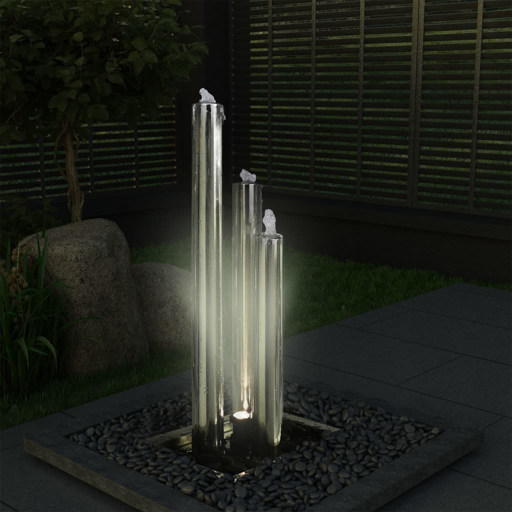 vidaXL Fontanna ogrodowa, srebrna, 48x34x88 cm, stal nierdzewna