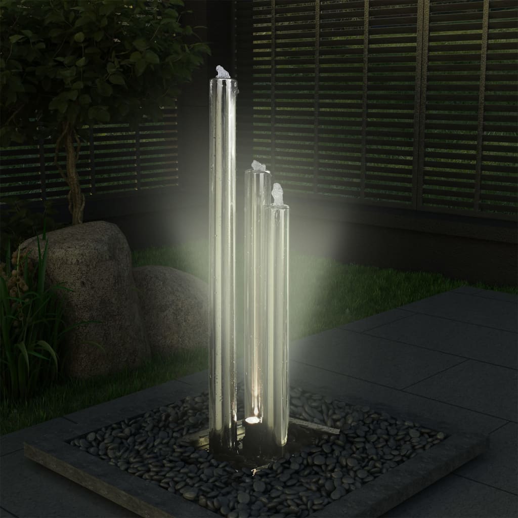 vidaXL Fontanna ogrodowa, srebrna, 48x34x123 cm, stal nierdzewna