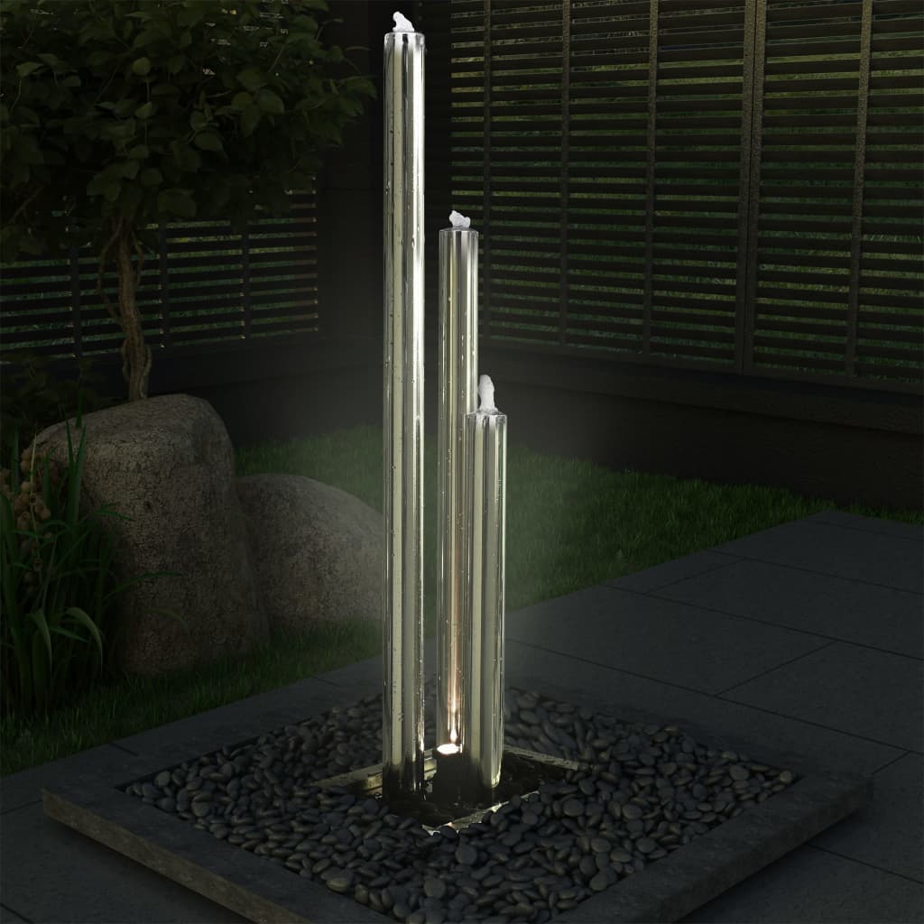 vidaXL Fontanna ogrodowa, srebrna, 48x34x153 cm, stal nierdzewna