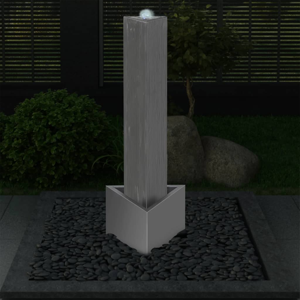 vidaXL Fontanna ogrodowa, srebrna, 37,7x32,6x110 cm, stal nierdzewna