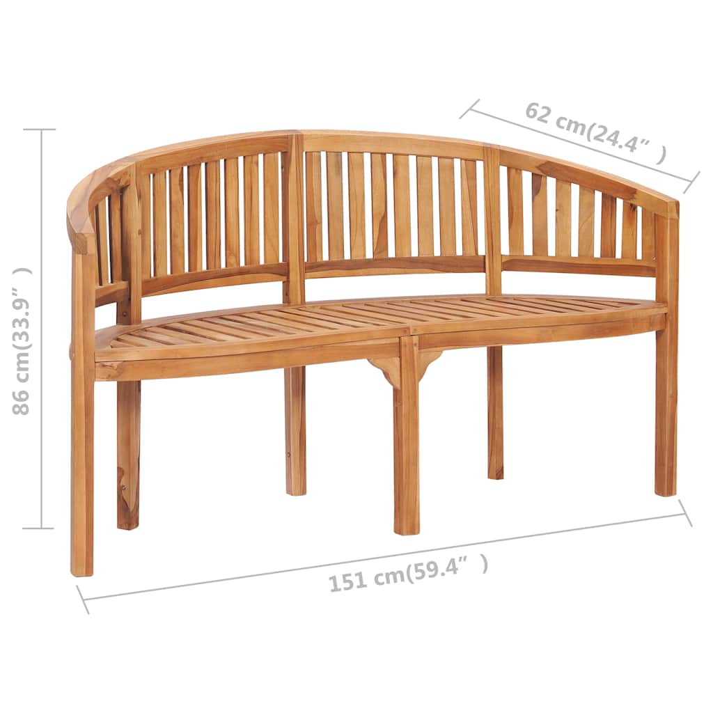 vidaXL Ławka w kształcie banana, 151 cm, lite drewno tekowe