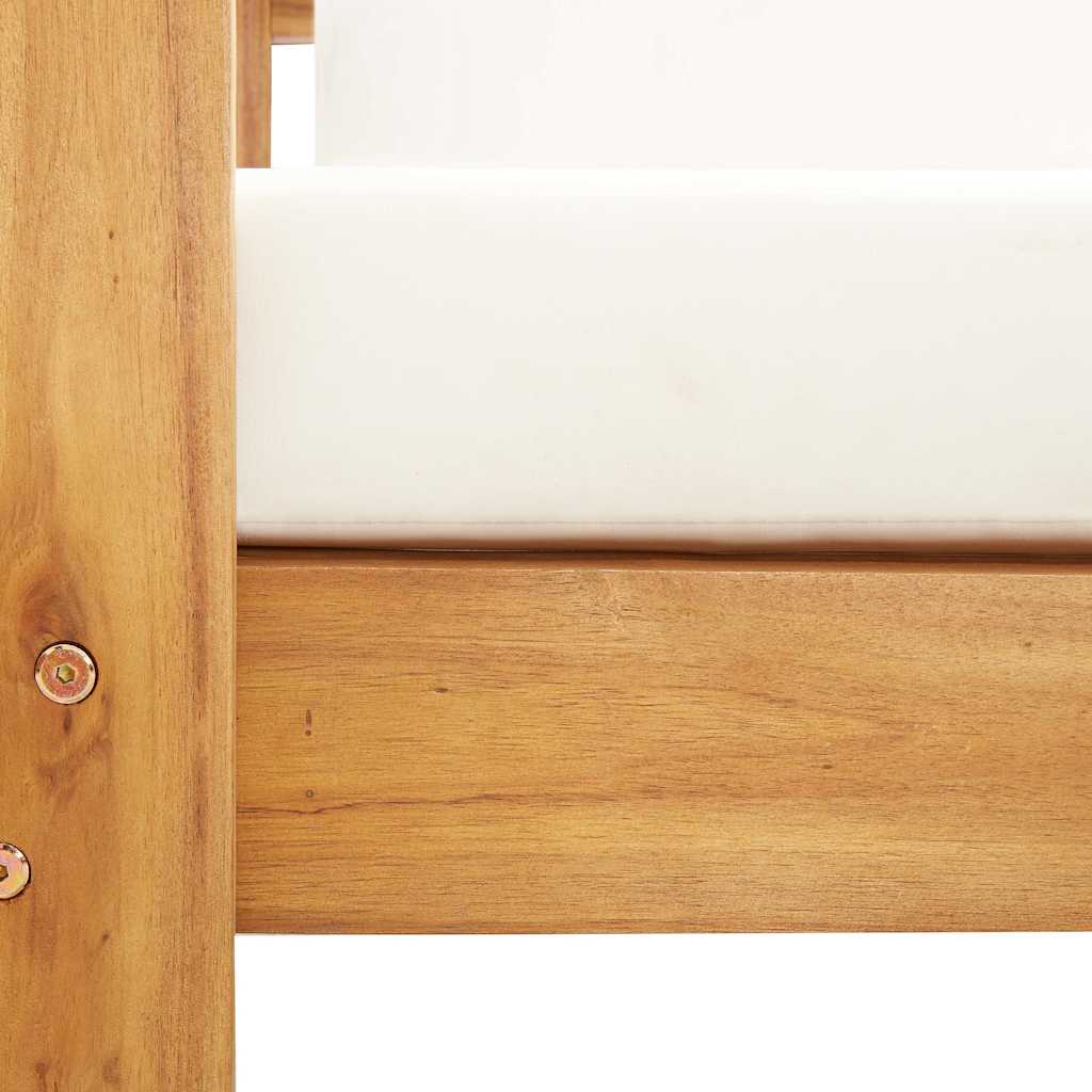 vidaXL Sofa ogrodowa z poduszką, 140 cm, lite drewno akacjowe, kremowa