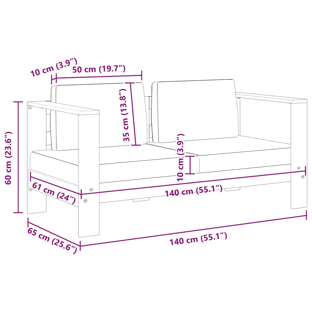 vidaXL Sofa ogrodowa z poduszką, 140 cm, lite drewno akacjowe, kremowa