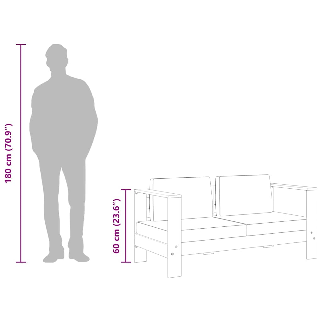 vidaXL Sofa ogrodowa z poduszką, 140 cm, lite drewno akacjowe, kremowa